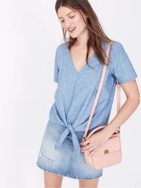 Madewell Chambray Novel Tie-Front Top